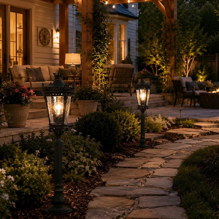 Classic Vintage European Lantern Outdoor Pathway Bollard Light