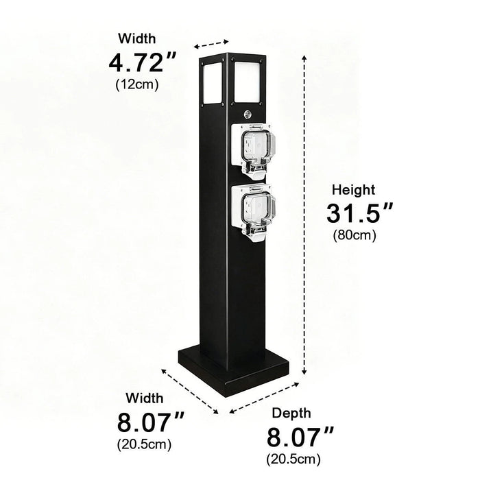Steel Outdoor Waterproof Pathway Lights with GFCI-Protected Outlet