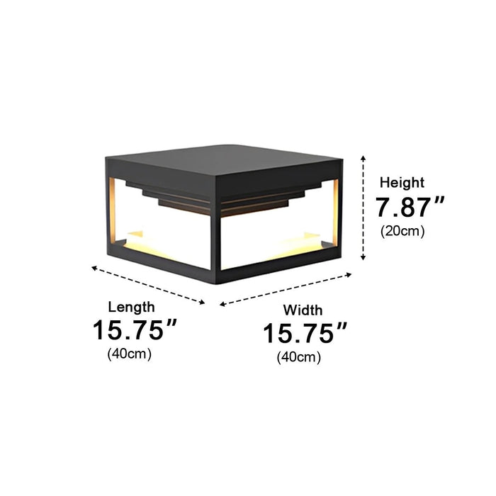 Square Modern Stepped Geometry Outdoor Post Lights
