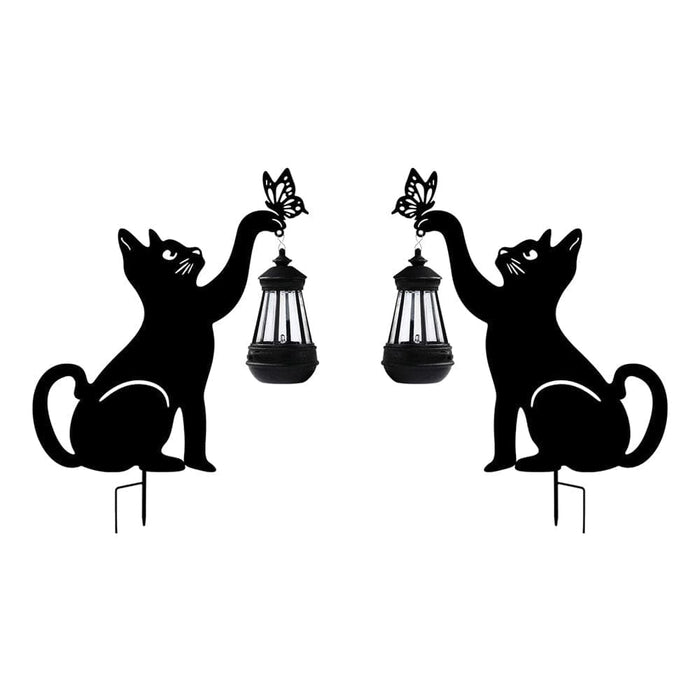 Adorable Metal Kitten Silhouette Garden Decor with Solar Lantern, Sturdy, Rustproof, and Solar-Powered for Fun Outdoor Decoration-ErisView-10