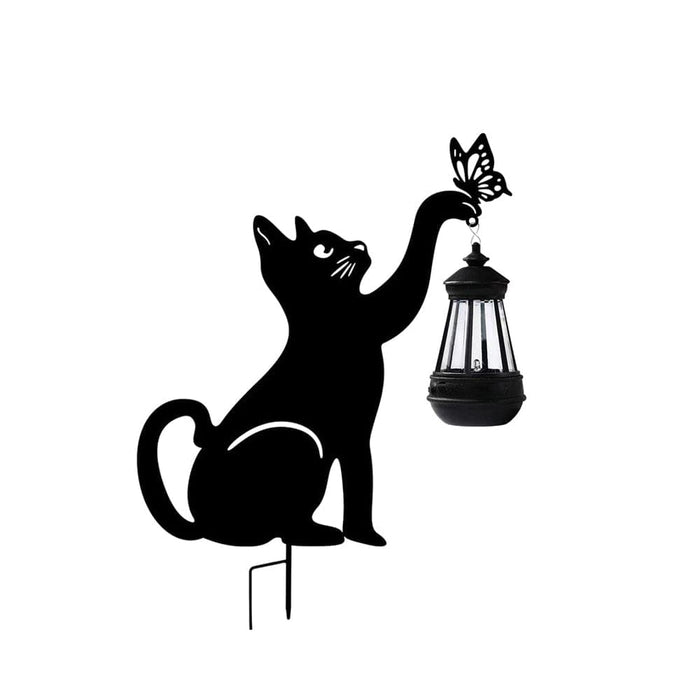 Adorable Metal Kitten Silhouette Garden Decor with Solar Lantern, Sturdy, Rustproof, and Solar-Powered for Fun Outdoor Decoration-ErisView-8