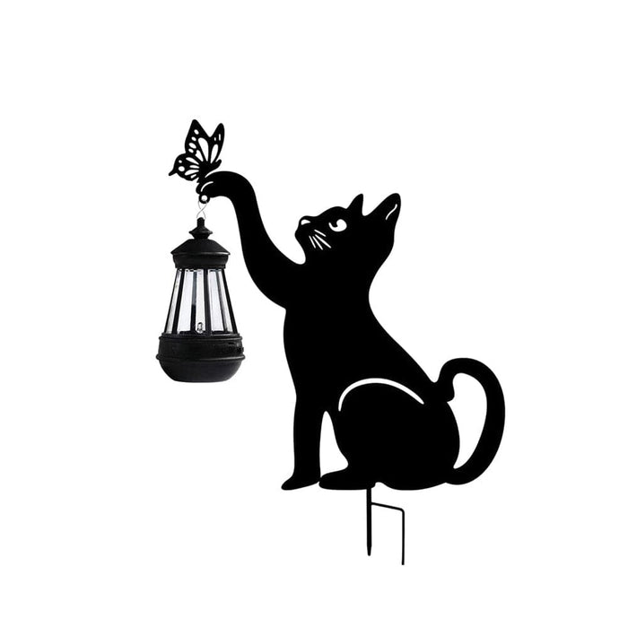 Adorable Metal Kitten Silhouette Garden Decor with Solar Lantern, Sturdy, Rustproof, and Solar-Powered for Fun Outdoor Decoration-ErisView-9