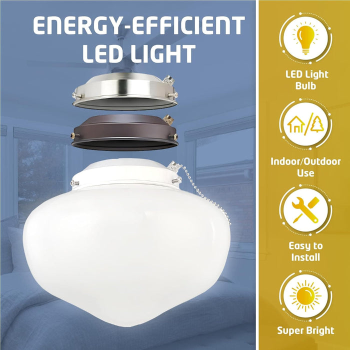Antique Ceiling Fan Light Fixture with Ribbed Glass Shades, Energy Saving Ceiling Fans, Low Profile Cluster for Bedroom Living Room, Brass Ceiling Fan-11-ErisView