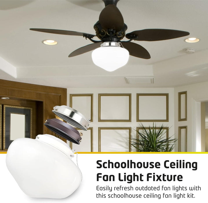 Antique Ceiling Fan Light Fixture with Ribbed Glass Shades, Energy Saving Ceiling Fans, Low Profile Cluster for Bedroom Living Room, Brass Ceiling Fan-12-ErisView
