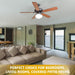 Antique Ceiling Fan Light Fixture with Ribbed Glass Shades, Energy Saving Ceiling Fans, Low Profile Cluster for Bedroom Living Room, Brass Ceiling Fan-13-ErisView