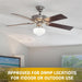 Antique Ceiling Fan Light Fixture with Ribbed Glass Shades, Energy Saving Ceiling Fans, Low Profile Cluster for Bedroom Living Room, Brass Ceiling Fan-14-ErisView
