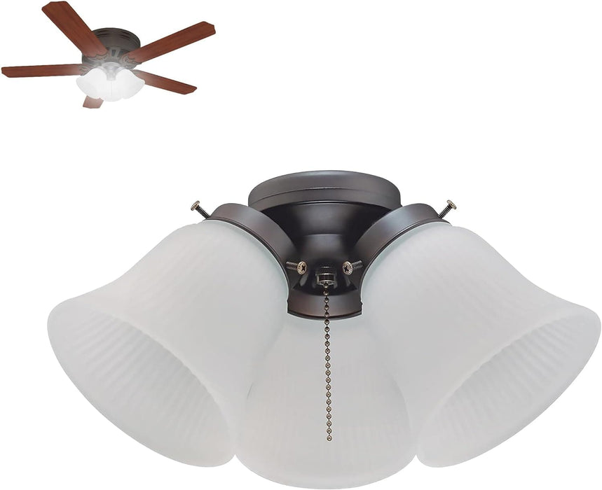 Antique Ceiling Fan Light Fixture with Ribbed Glass Shades, Energy Saving Ceiling Fans, Low Profile Cluster for Bedroom Living Room, Brass Ceiling Fan-15-ErisView