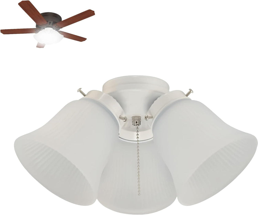 Antique Ceiling Fan Light Fixture with Ribbed Glass Shades, Energy Saving Ceiling Fans, Low Profile Cluster for Bedroom Living Room, Brass Ceiling Fan-16-ErisView