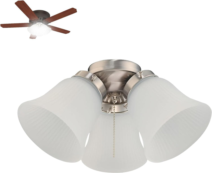 Antique Ceiling Fan Light Fixture with Ribbed Glass Shades, Energy Saving Ceiling Fans, Low Profile Cluster for Bedroom Living Room, Brass Ceiling Fan-17-ErisView