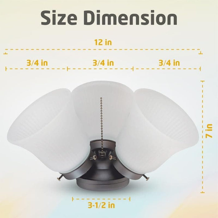 Antique Ceiling Fan Light Fixture with Ribbed Glass Shades, Energy Saving Ceiling Fans, Low Profile Cluster for Bedroom Living Room, Brass Ceiling Fan-4-ErisView