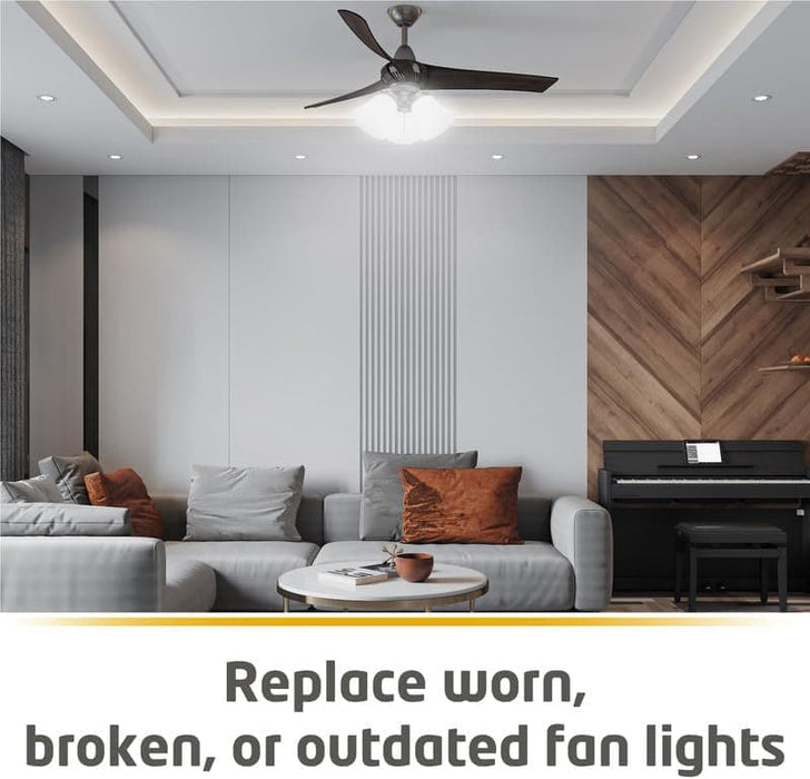 Antique Ceiling Fan Light Fixture with Ribbed Glass Shades, Energy Saving Ceiling Fans, Low Profile Cluster for Bedroom Living Room, Brass Ceiling Fan-7-ErisView