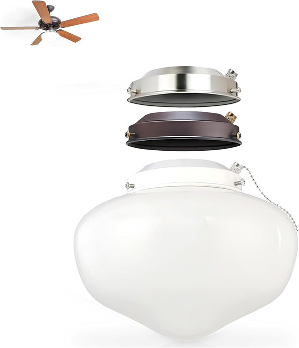 Antique Ceiling Fan Light Fixture with Ribbed Glass Shades, Energy Saving Ceiling Fans, Low Profile Cluster for Bedroom Living Room, Brass Ceiling Fan-8-ErisView