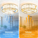 Beaded Boho Ceiling Fan, Rustic Farmhouse Bladeless Ceiling Fan with Light, Fandelier Flush Mounts with Remote for Bedroom Living Room Dining Room-6-ErisView