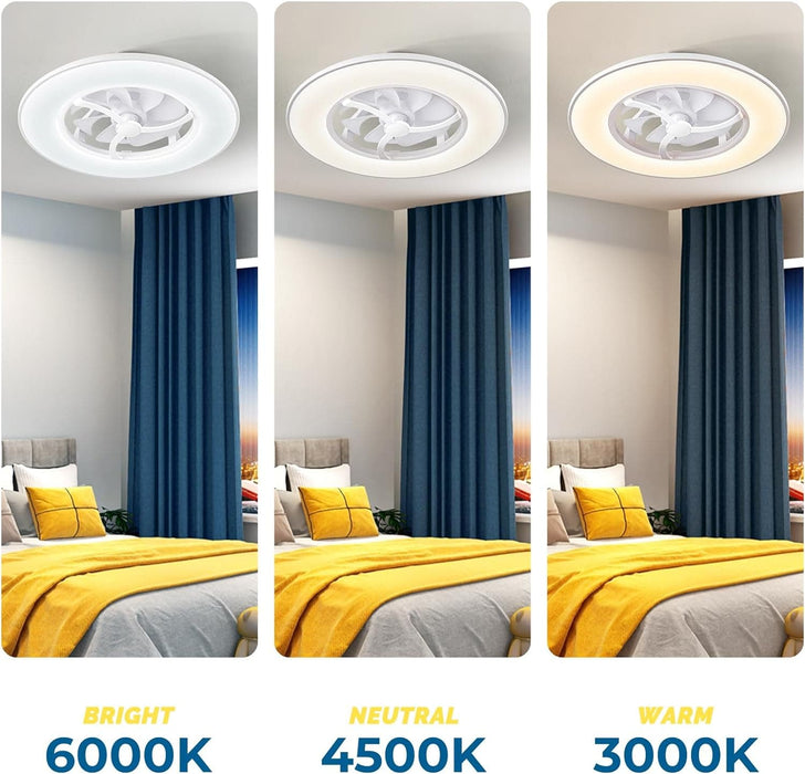 Bedroom Ceiling Fans with Lights, Dimmable Bladeless Ceiling Fan with Light Timing and Remote Control for Kids Living Room Bedroom-3-ErisView