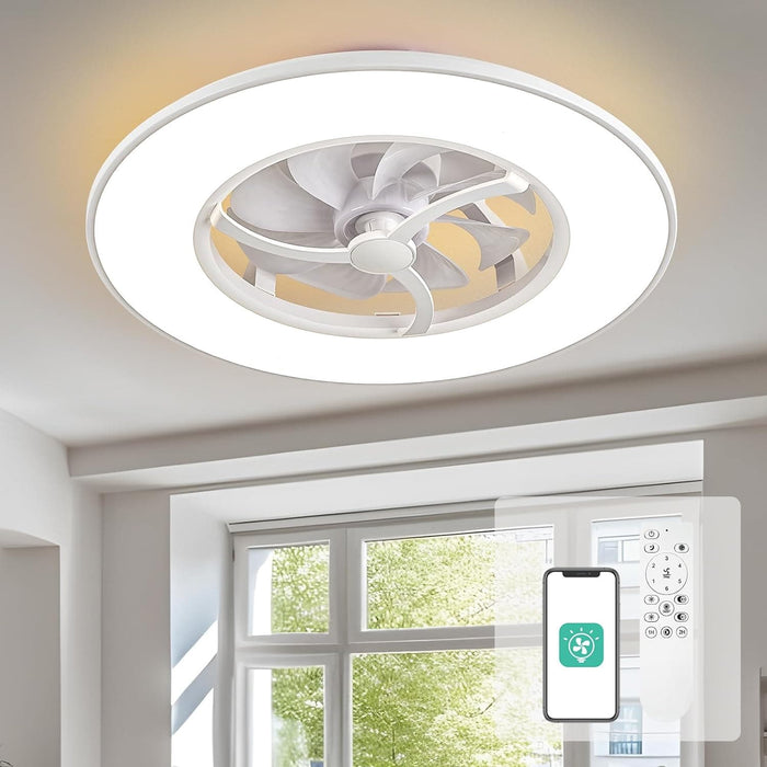 Bedroom Ceiling Fans with Lights, Dimmable Bladeless Ceiling Fan with Light Timing and Remote Control for Kids Living Room Bedroom-1-ErisView