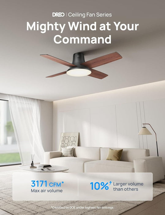 Bedroom Ceiling Fans with Lights, Low Profile Black Ceiling Fan with Remote, Bedroom Ceiling Fans, Dimmable Reversible DC Ceiling Fan-2-ErisView