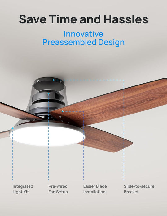 Bedroom Ceiling Fans with Lights, Low Profile Black Ceiling Fan with Remote, Bedroom Ceiling Fans, Dimmable Reversible DC Ceiling Fan-7-ErisView