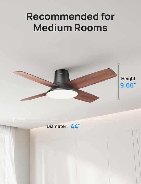 Bedroom Ceiling Fans with Lights, Low Profile Black Ceiling Fan with Remote, Bedroom Ceiling Fans, Dimmable Reversible DC Ceiling Fan-8-ErisView