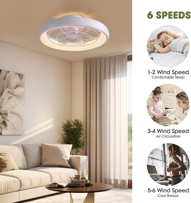 Bedroom Ceiling Fans with Lights, Low Profile Flush Mount Ceiling Fan with Remote, Modern Bedroom Ceiling Fans, Living Room Fan, Kitchen Fans with Lights-2-ErisView