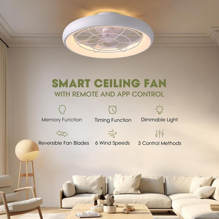 Bedroom Ceiling Fans with Lights, Low Profile Flush Mount Ceiling Fan with Remote, Modern Bedroom Ceiling Fans, Living Room Fan, Kitchen Fans with Lights-6-ErisView