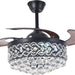Black 42 in. Fandelier Ceiling Fan, Crystal Chandelier Fan with Remote Control, Retractable Blade Ceiling Fan with Lights for Dining Living Room -8-ErisView