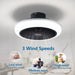 Black Bladeless Enclosed Ceiling Fan with Light, Low Profile Flush Mount Ceiling Fan for Kitchen Bedroom -3-ErisView