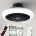 Black Bladeless Enclosed Ceiling Fan with Light, Low Profile Flush Mount Ceiling Fan for Kitchen Bedroom -1-ErisView