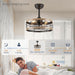 Black Caged Ceiling Fan with Light, Bladeless Industrial Farmhouse Rustic Ceiling Fans with Lights, Metal Blade Fan Light Fixtures for Kitchen Bedroom-2-ErisView