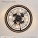 Black Caged Ceiling Fan with Light, Bladeless Industrial Farmhouse Rustic Ceiling Fans with Lights, Metal Blade Fan Light Fixtures for Kitchen Bedroom-4-ErisView