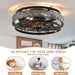 Black Caged Ceiling Fan with Lights and Remote, Small Reversible Low Profile Flush Mount Ceiling Fan for Bedroom, Industrial Ceiling Fan Light Fixture-4-ErisView