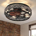 Black Caged Ceiling Fan with Lights and Remote, Small Reversible Low Profile Flush Mount Ceiling Fan for Bedroom, Industrial Ceiling Fan Light Fixture-1-ErisView