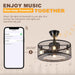 Black Caged Industrial Ceiling Fans with Remote, Mini Ceiling Fan with Bluetooth Speaker, Farmhouse Low Profile Bladeless Ceiling Fan for Bedroom Kitchen -3-ErisView