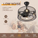 Black Caged Industrial Ceiling Fans with Remote, Mini Ceiling Fan with Bluetooth Speaker, Farmhouse Low Profile Bladeless Ceiling Fan for Bedroom Kitchen -6-ErisView