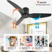 Black Ceiling Fan NO Light, Simple Ceiling Fan with Remote, Silent Flush Mount Ceiling Fan for Bedroom Living Room-3-ErisView