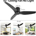 Black Ceiling Fan NO Light, Simple Ceiling Fan with Remote, Silent Flush Mount Ceiling Fan for Bedroom Living Room-7-ErisView