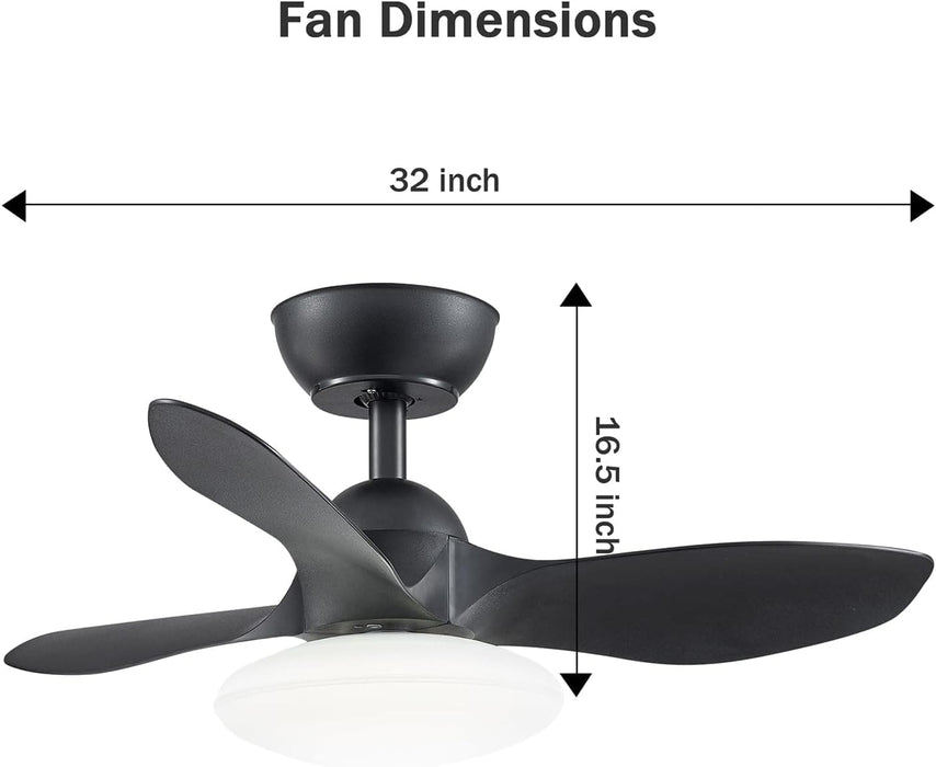 Black Ceiling Fan with LED Light and Remote Control for Kitchen Bedroom Dining Room-4-ErisView