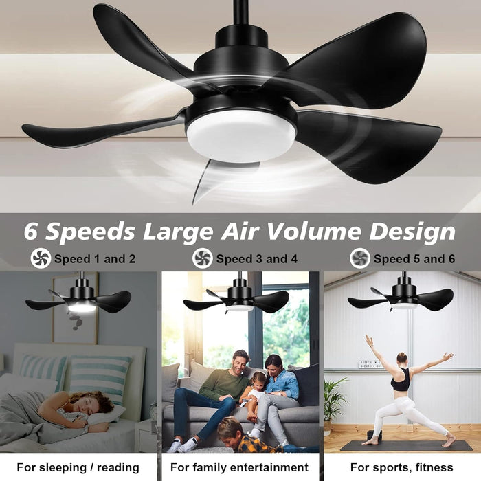 Black Ceiling Fan with Light and Remote, Small Reversible Ceiling Fan for Bedroom Living Room Office, Kitchen Ceiling Fans with Lights-2-ErisView
