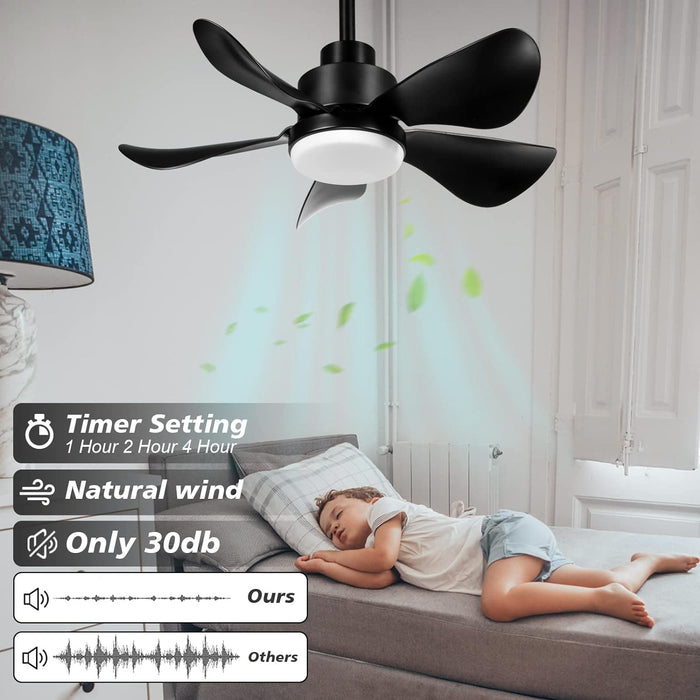Black Ceiling Fan with Light and Remote, Small Reversible Ceiling Fan for Bedroom Living Room Office, Kitchen Ceiling Fans with Lights-4-ErisView