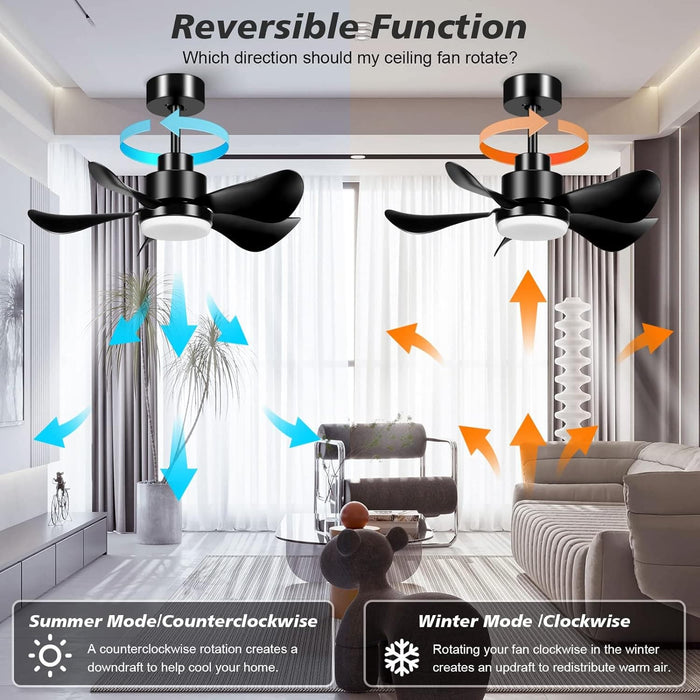 Black Ceiling Fan with Light and Remote, Small Reversible Ceiling Fan for Bedroom Living Room Office, Kitchen Ceiling Fans with Lights-6-ErisView