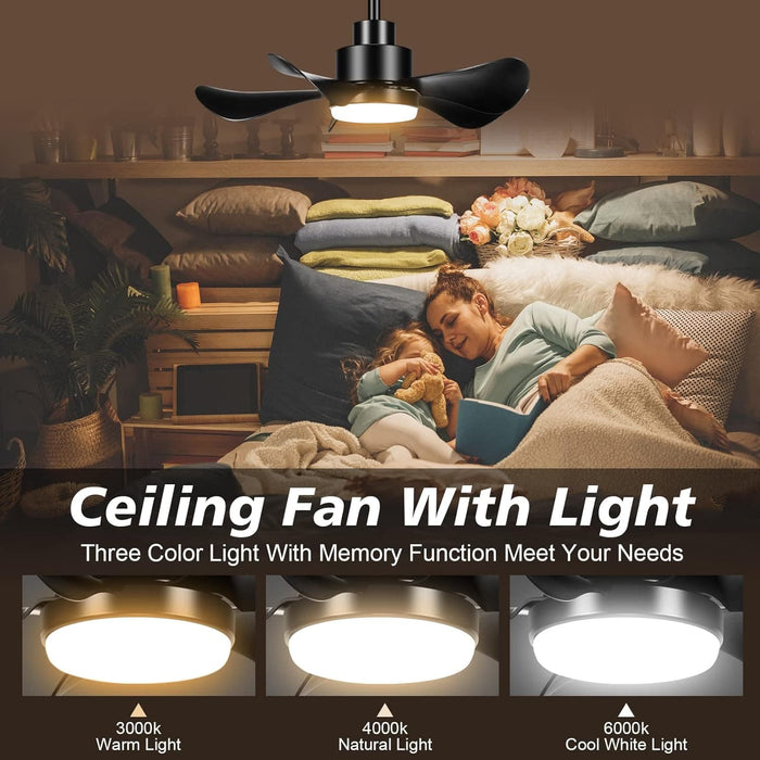 Black Ceiling Fan with Light and Remote, Small Reversible Ceiling Fan for Bedroom Living Room Office, Kitchen Ceiling Fans with Lights-7-ErisView