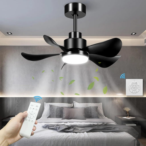 Black Ceiling Fan with Light and Remote, Small Reversible Ceiling Fan for Bedroom Living Room Office, Kitchen Ceiling Fans with Lights-1-ErisView