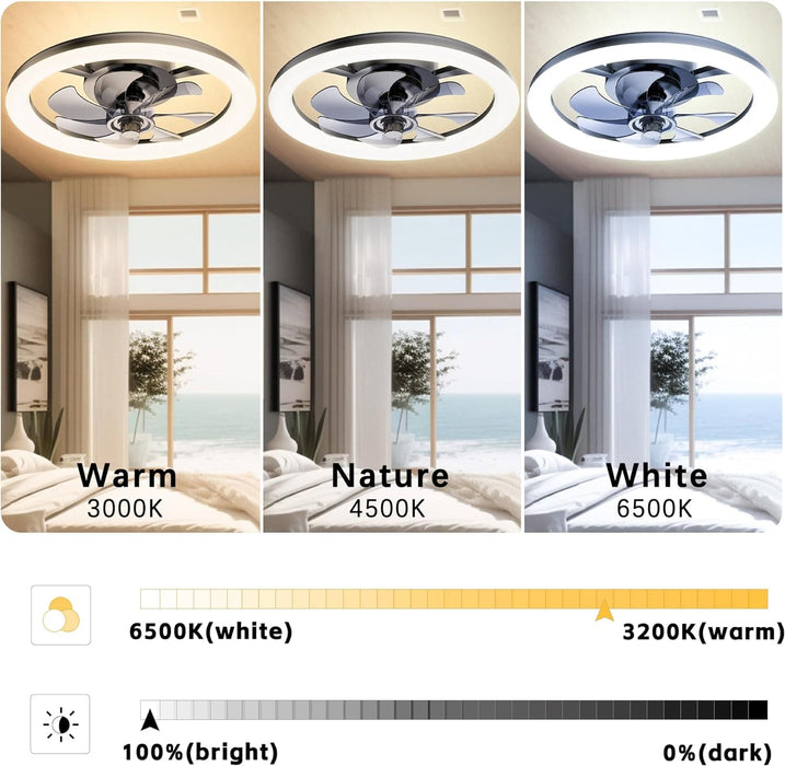 Black Ceiling Fan with Lights, Flush Mount Remote Control Fan, Smart Low Profile Ceiling Fan for Bedroom Kids Room Living Room-3-ErisView