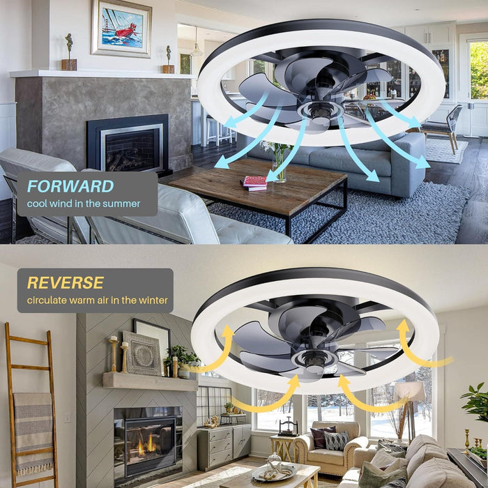 Black Ceiling Fan with Lights, Flush Mount Remote Control Fan, Smart Low Profile Ceiling Fan for Bedroom Kids Room Living Room-5-ErisView