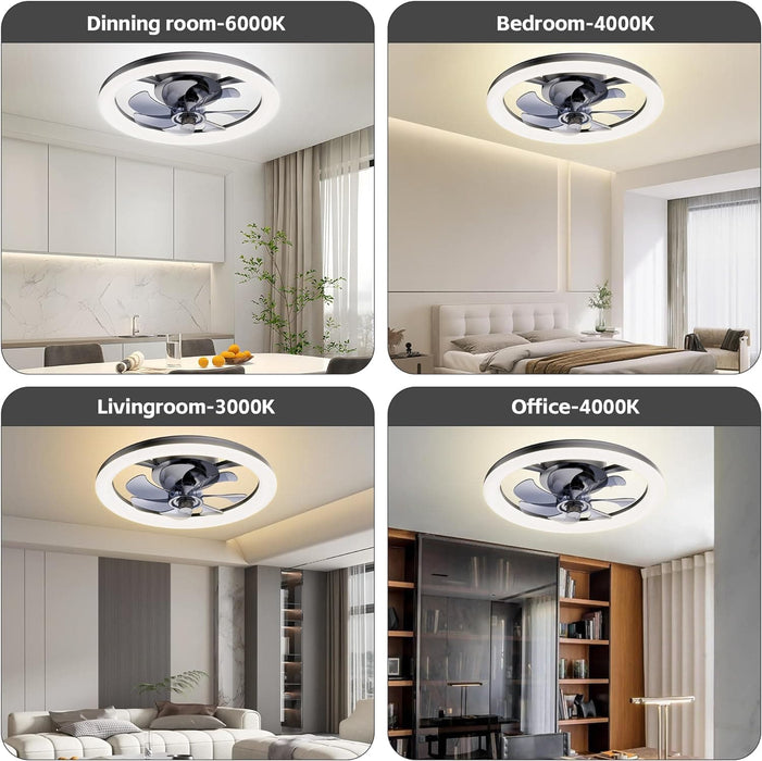 Black Ceiling Fan with Lights, Flush Mount Remote Control Fan, Smart Low Profile Ceiling Fan for Bedroom Kids Room Living Room-6-ErisView