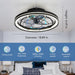 Black Enclosed Ceiling Fan with Lights, Flush Mount Modern Ceiling Fan and Remote Control, Fandelier Ceiling Fan, Dimmable LED Fan Light-2-ErisView