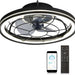 Black Enclosed Ceiling Fan with Lights, Flush Mount Modern Ceiling Fan and Remote Control, Fandelier Ceiling Fan, Dimmable LED Fan Light-1-ErisView