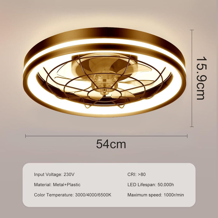 Black Flush Mount Ceiling Fan and Light and Remote, Smart Low Profile Modern Ceiling Fan, Bedroom Ceiling Fans -8-ErisView