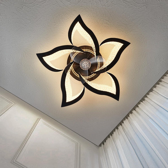 Black Geometric Ceiling Fan with Lights and and Remote, Black Farmhouse Industrial Flush Mount Ceiling Fan for Kitchen Bedroom-8-ErisView