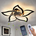 Black Geometric Ceiling Fan with Lights and and Remote, Black Farmhouse Industrial Flush Mount Ceiling Fan for Kitchen Bedroom-1-ErisView
