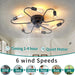 Black Industrial Ceiling Fans with Dimmable Lights and Remote, Modern Sputnik Low Profile Semi Flush Mount Ceiling Fan for Kitchen Bedroom Living Room-3-ErisView